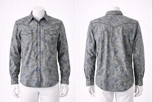 vintage Wrangler 20X Paisley Western Snap Shirt Men’s XL Blue Brown Long Sleeve